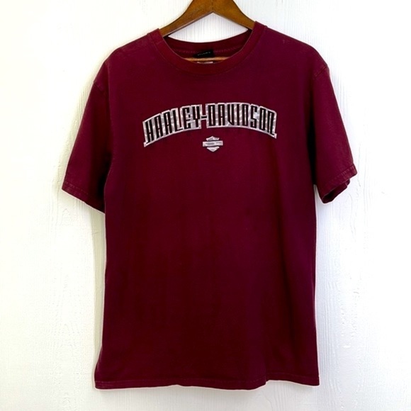 Harley Davidson - Burgundy Manatee Crystal Rivers Short Sleeve Shirt Size Large - Picture 6 of 10